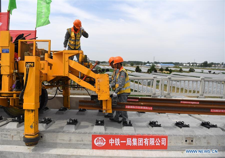 CHINA-ANHUI-ZHENGZHOU-FUYANG RAILWAY-TRACK LAYING (CN)