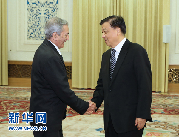 6月21日，中共中央政治局常委、中央書記處書記劉云山在北京會見古共中央書記處書記、國際關(guān)系部部長巴拉格爾率領(lǐng)的古巴共產(chǎn)黨代表團(tuán)。新華社記者馬占成攝