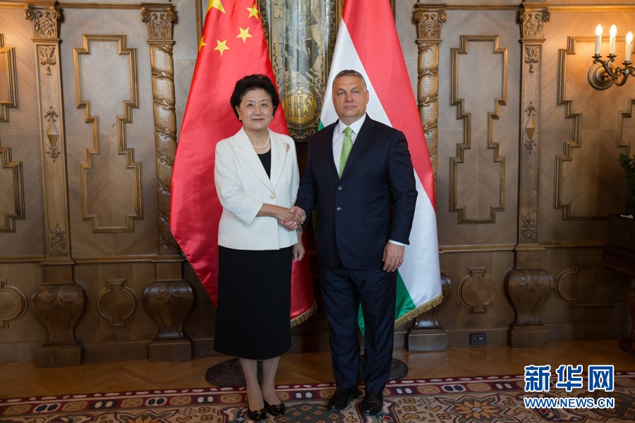  6月21日，國務(wù)院副總理劉延?xùn)|（左）在匈牙利布達(dá)佩斯國會(huì)大廈會(huì)見匈牙利總理歐爾班。 新華社發(fā)（弗爾季&middot;奧蒂洛攝）