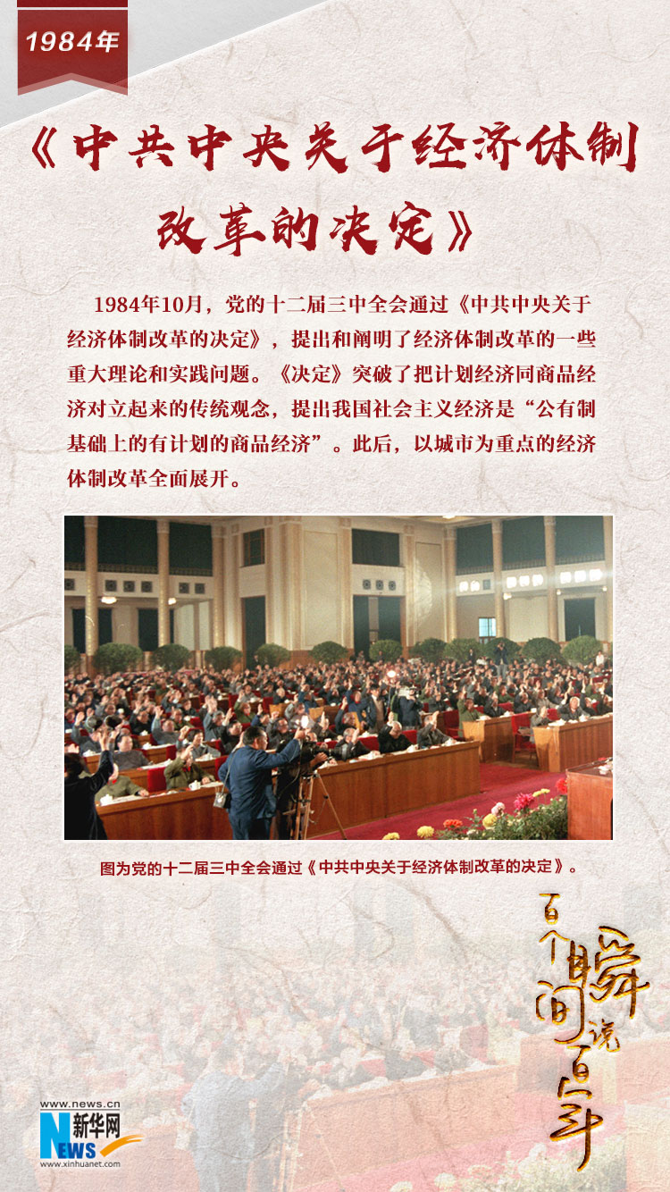 1984，《中共中央關于經(jīng)濟體制改革的決定》