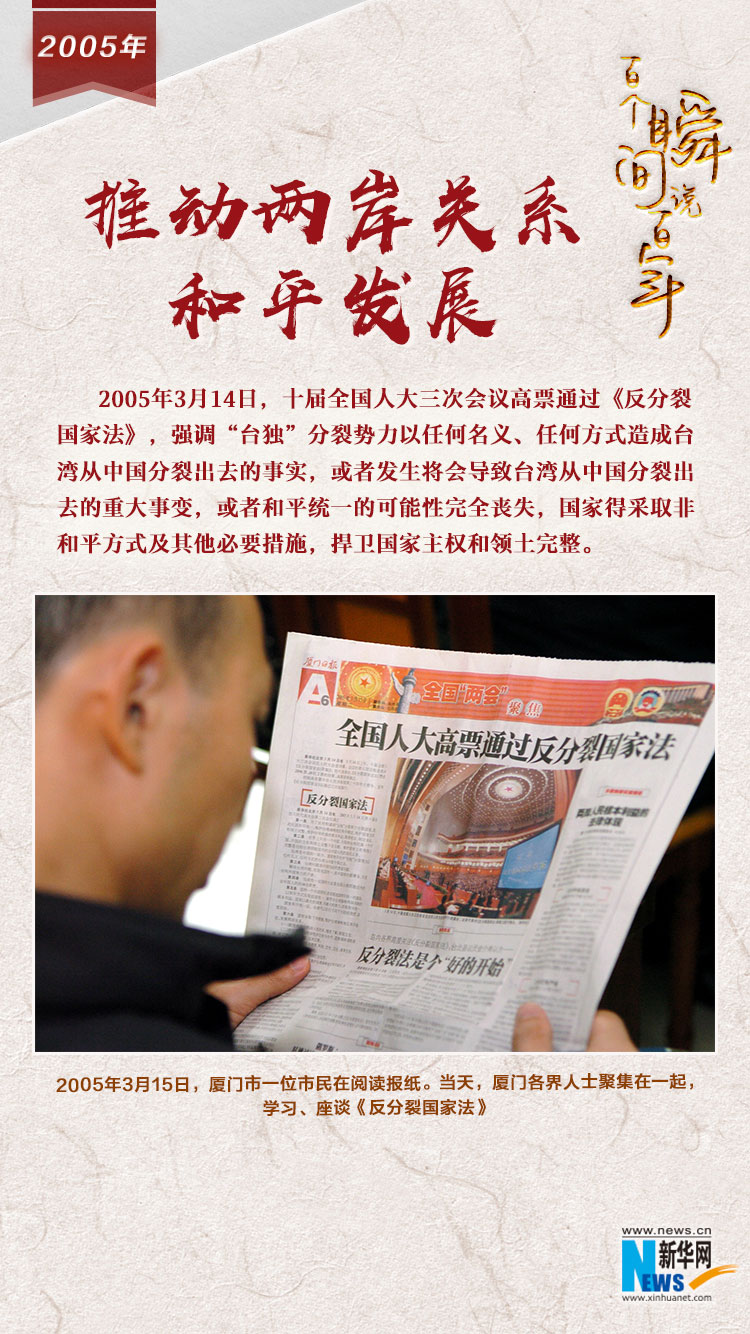 2005，推動兩岸關系和平發(fā)展