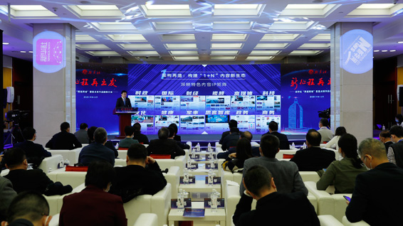 新華網(wǎng)股份有限公司董事長、總裁田舒斌做推介展示