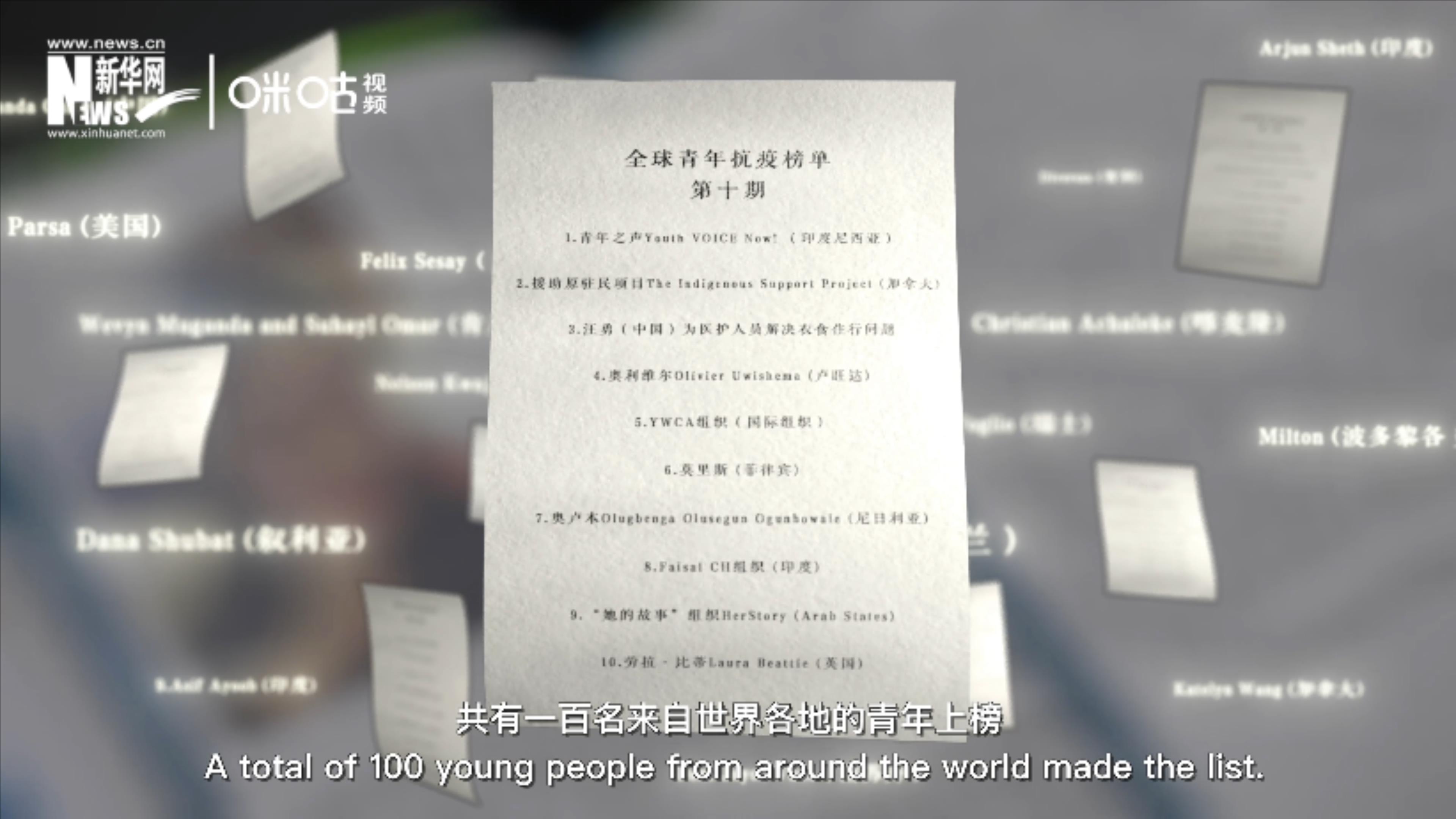 聯(lián)合國共發(fā)布十期青年抗&ldquo;疫&rdquo;榜單