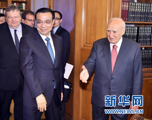 6月20日，國務院總理李克強在雅典總統(tǒng)府會見希臘總統(tǒng)帕普利亞斯。新華社記者 李濤 攝