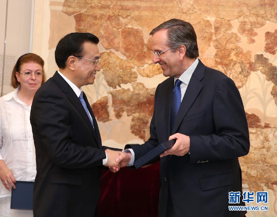 6月21日，國務(wù)院總理李克強(qiáng)與希臘總理薩馬拉斯共同出席希臘伊拉克利翁博物館新館開館儀式并發(fā)表講話。 新華社記者 龐興雷 攝