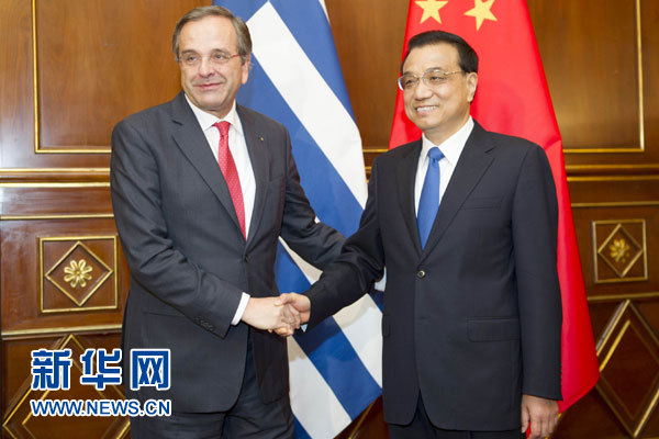 10月16日，中國(guó)國(guó)務(wù)院總理李克強(qiáng)在意大利米蘭會(huì)見希臘總理薩馬拉斯。 新華社記者 謝環(huán)馳 攝