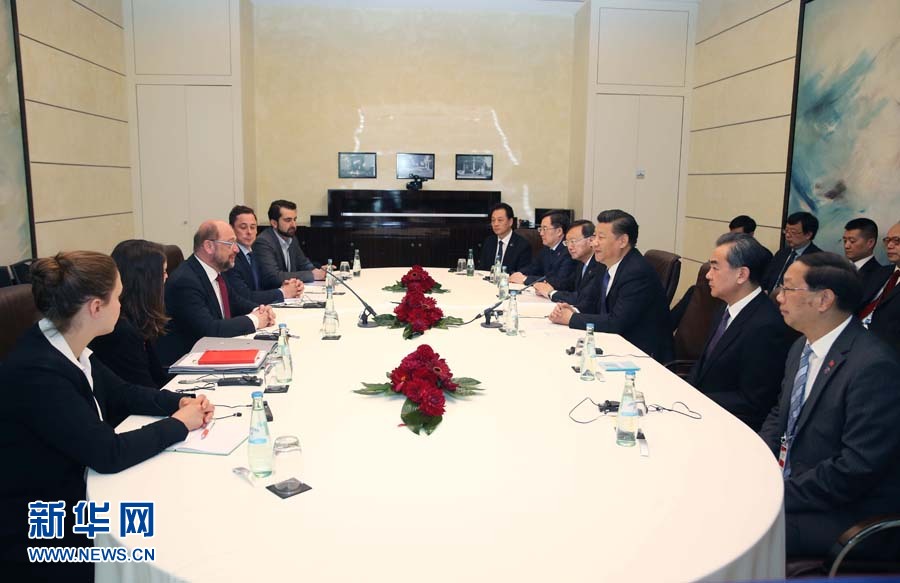 7月6日，國家主席習(xí)近平在柏林會(huì)見德國社會(huì)民主黨主席舒爾茨。新華社記者 姚大偉 攝